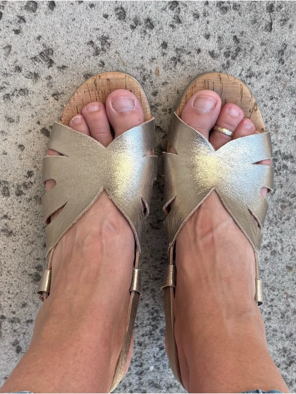 Kork-Ease Metallic gold Strappy Platform Sandals